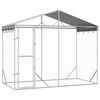 vidaXL 屋外犬小屋 屋根付き シルバー 3x1.5x2.5 m 亜鉛メッキ鋼製