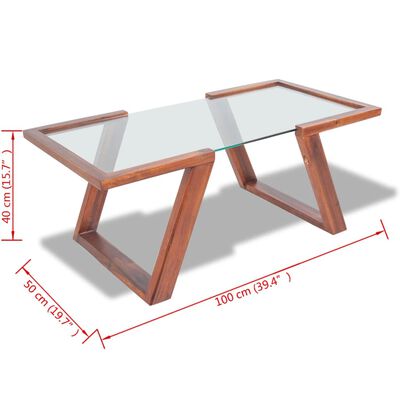vidaXL コーヒーテーブル アカシア無垢材 ブラウン 100x50x40 cm