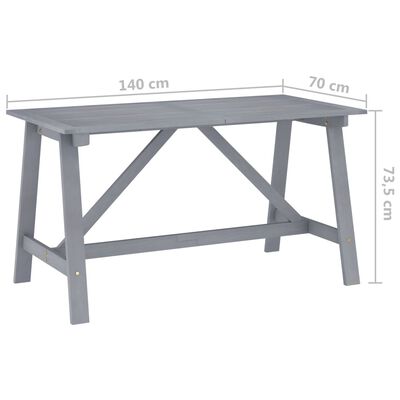 vidaXL ガーデンダイニングテーブル 140x70x73.5cm アカシア無垢材 グレー