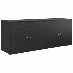 vidaXL ガーデン収納キャビネット ブラック 198x55,5x80 cm ポリラタン