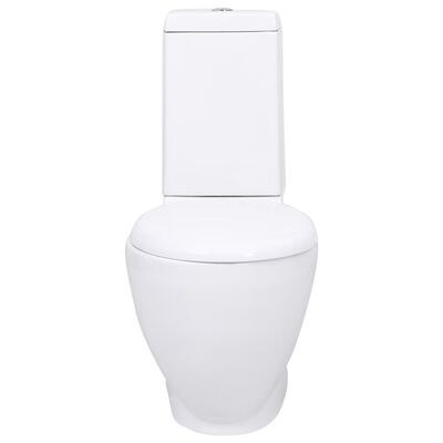 vidaXL お手洗い/バスルーム用 コーナートイレ 丸型 底水流式 陶器製 ホワイト