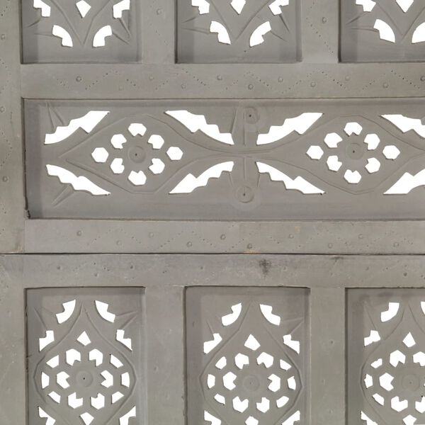 vidaXL 手彫り間仕切り 4枚パネル グレー 160x165cm マンゴー無垢材