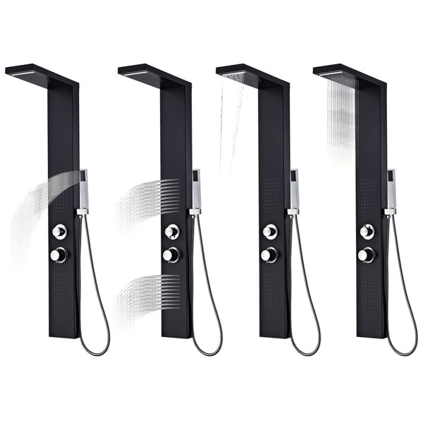 vidaXL シャワーパネルシステム アルミ製 マットブラック
