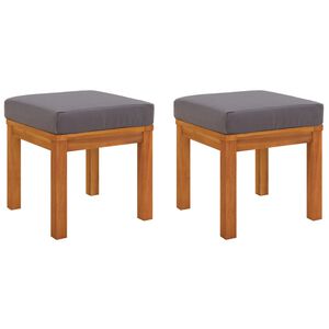 vidaXL ガーデンスツール クッション付き 2個セット 40x40x34cm 無垢材アカシア
