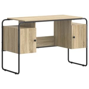 vidaXL 収納付きデスク ソノマオーク 120 x 50.5 x 75.5 cm エンジニアードウッドとスチール