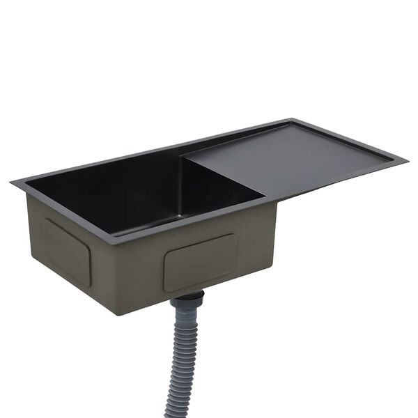 vidaXL 手作り キッチンシンク ステンレススチール製 ブラック