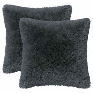 vidaXL クッションカバー 枕で HEERLEN 2 個 アンスラサイト PVフリース