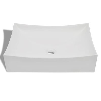 vidaXL バスルーム用 シンク 洗面器 セラミック/磁器製 ホワイト＆ハイグロス