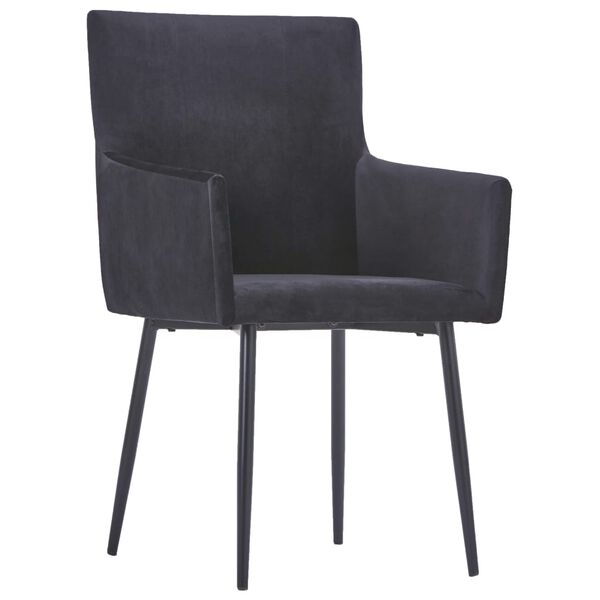 vidaXL ダイニングチェア アームレスト付 2点 ブラック ベルベット製