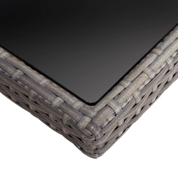 vidaXL 屋外ダイニングテーブル ポリラタン＆ガラス製 グレー