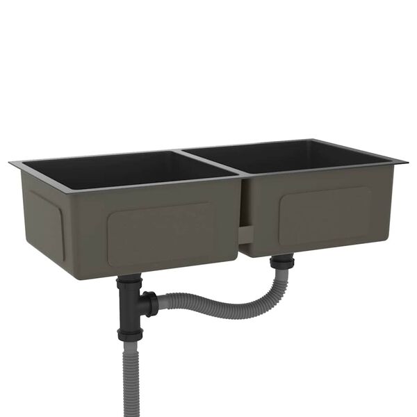 vidaXL 手作り キッチンシンク ステンレススチール製 ブラック