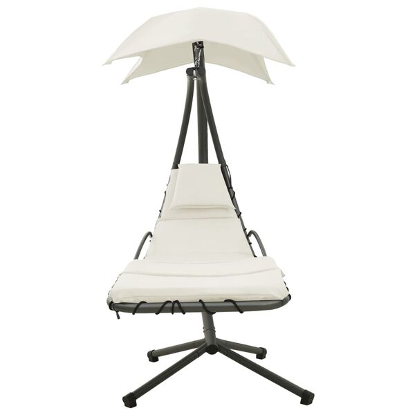 vidaXL ガーデンスイングチェア クリーム＆グレー 190x90x200 cm 布製