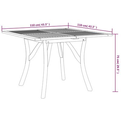 vidaXL ガーデンテーブル 110x110x75cm アカシア無垢材