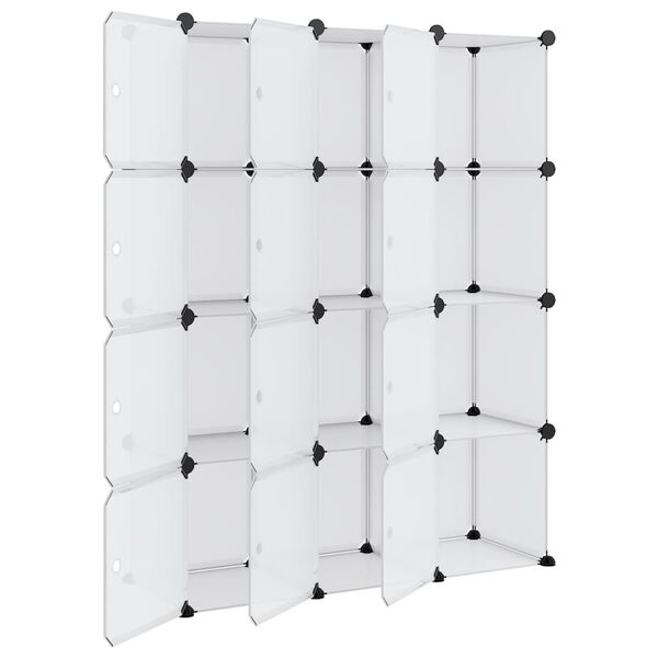 vidaXL 収納キューブオーガナイザー 12個のキューブとドア付き 透明PP
