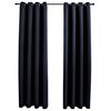 vidaXL 遮光カーテン 2面タイプ 140x245cm 金属リング付き ブラック