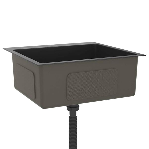 vidaXL 手作り キッチンシンク ステンレススチール製 ブラック