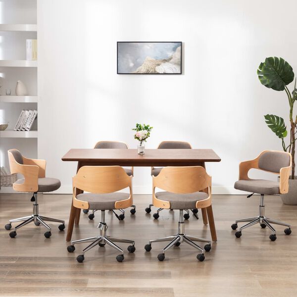 vidaXL 回転式ダイニングチェア 6点セット トープ 曲げ木細工＆布張り