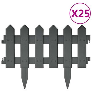 vidaXL 芝生エッジ 25点 アントラシート 10m PP製