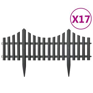 vidaXL 芝生エッジ 17点 アントラシート 10m PP製