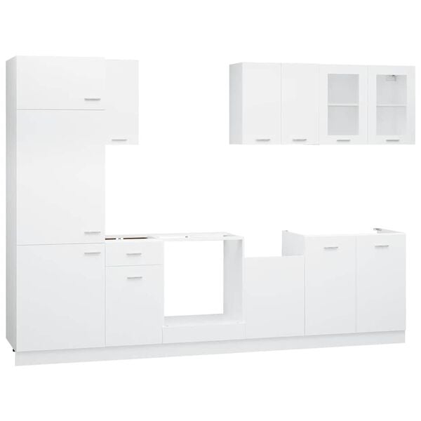 vidaXL キッチンキャビネット &ldquo;リヨン&rdquo; 8点セット ホワイト エンジニアリングウッド