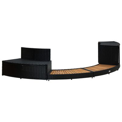vidaXL スパサラウンド(浴槽周り家具) ブラック ポリラタン＆アカシア材製