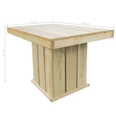 vidaXL ガーデンテーブル 110x75x74cm 含浸松材