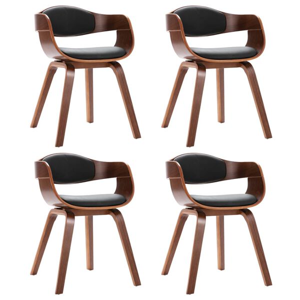 vidaXL ダイニングチェア 4点セット 曲げ木＆合成皮革製
