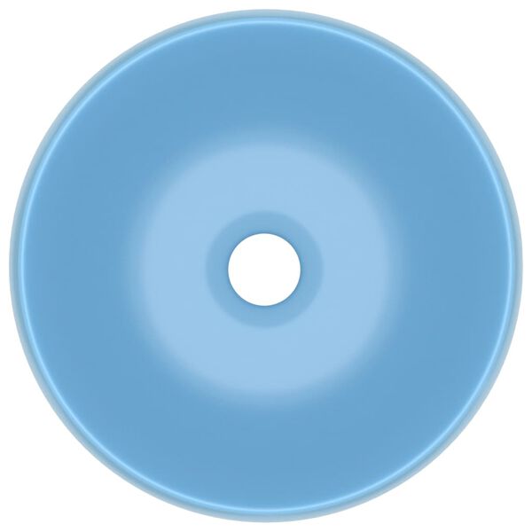 vidaXL ラグジュアリー 洗面器 丸型 マットライトブルー 40x15cm セラミック製