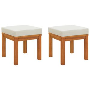 vidaXL ガーデンスツール クッション付き 2個セット 40x40x42cm 無垢材アカシア