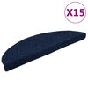 vidaXL 階段マット 粘着式 15枚入り 56x17x3 cm ネイビー 半円形