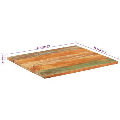 vidaXL テーブルトップ 長方形 70x80cm 25-27mm 無垢の再生木材