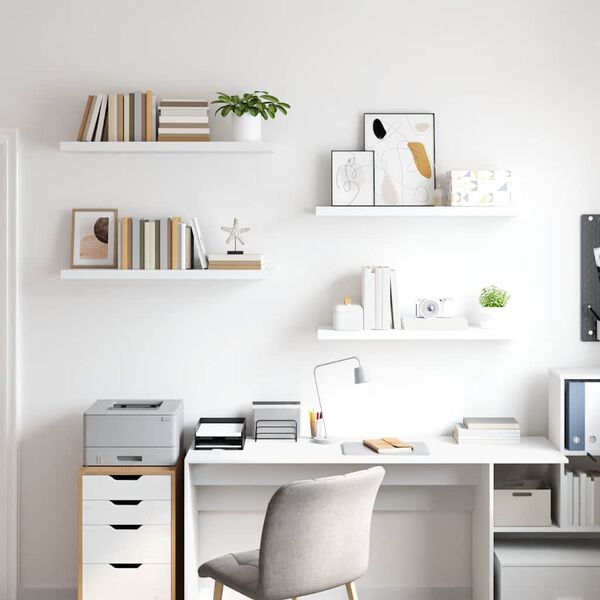 vidaXL フローティングウォールシェルフ 4点 ホワイト 90x23.5x3.8cm MDF