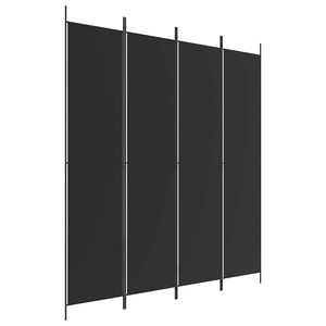 vidaXL 4パネルルームディバイダー ブラック 200x220 cm ファブリック