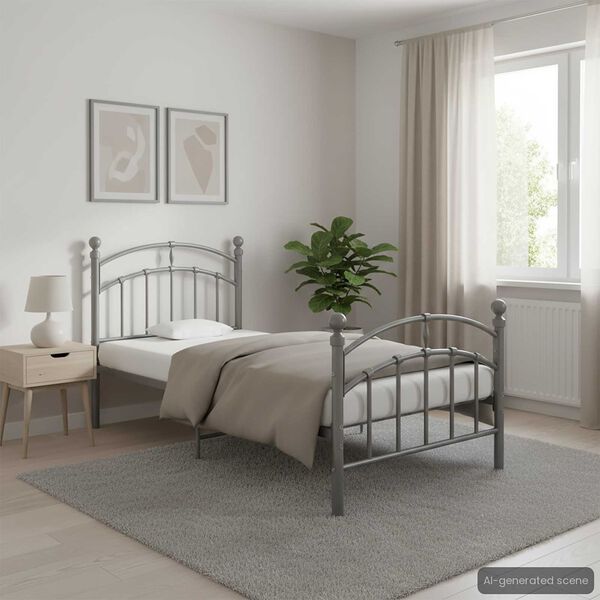 vidaXL ベッドフレーム グレー 金属製 100x200cm