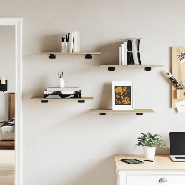 vidaXL 本棚ボード 4点 ソノマオーク 60x30x1.5cm パーティクルボード