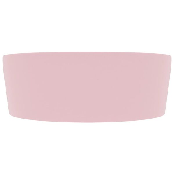 vidaXL 洗面ボウル オーバーフロー付き マットピンク 36x13cm セラミック