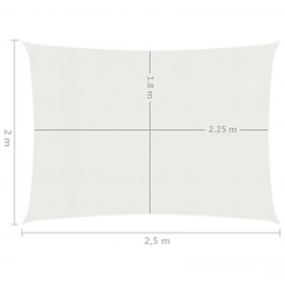 vidaXL サンシェードセイル 160g/m² ホワイト 2x2.5m 高密度ポリエチレン