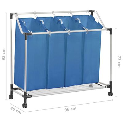vidaXL マルチ 洗濯物収納 4箱 ブルー スチール製