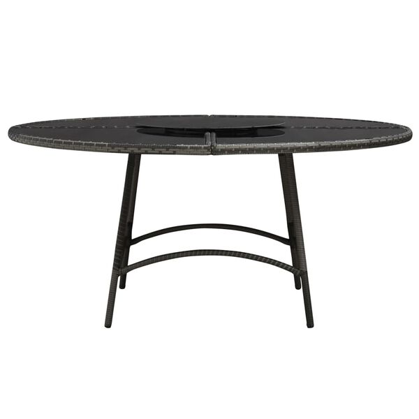 vidaXL 屋外ダイニング7点セット クッション付き ポリラタン製 グレー