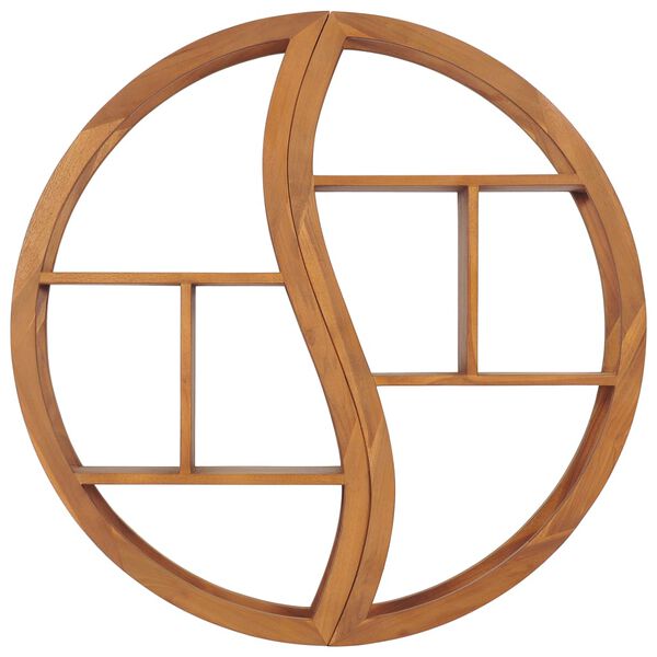 vidaXL 陰陽デザイン ウォールシェルフ 100x20x100cm チーク無垢材