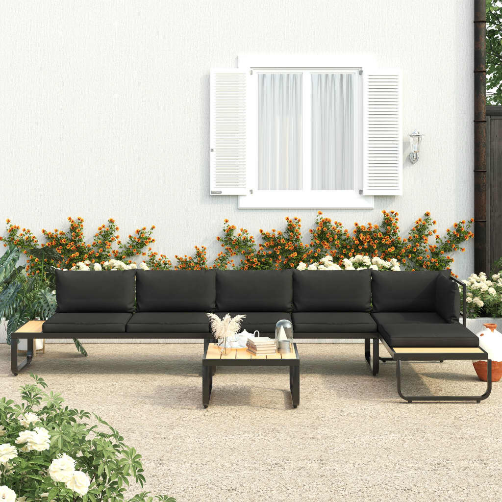 vidaXL ガーデンコーナーソファ4点セット クッション付き アルミ＆WPC