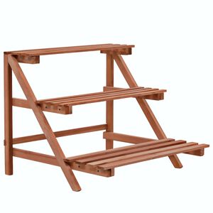 vidaXL 3層型 プラントスタンド 48x45x40cm 杉製