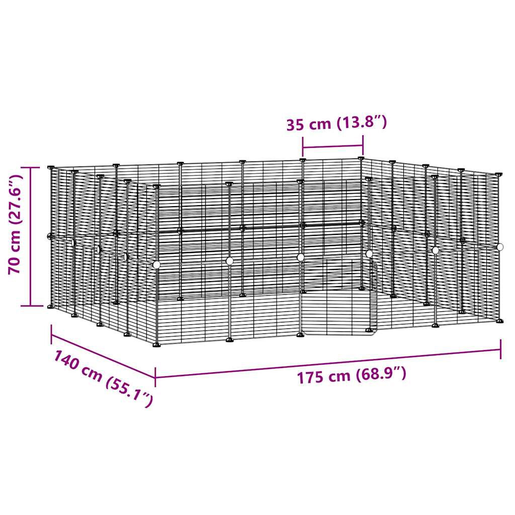 vidaXL ペットケージ パネル36枚 扉付き ブラック 35x35cm スチール vidaXL ペットケージ パネル36枚 扉付き ブラック 35x35cm スチール