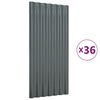 vidaXL ルーフパネル 36点 亜鉛メッキスチール アントラシート 80x36 cm