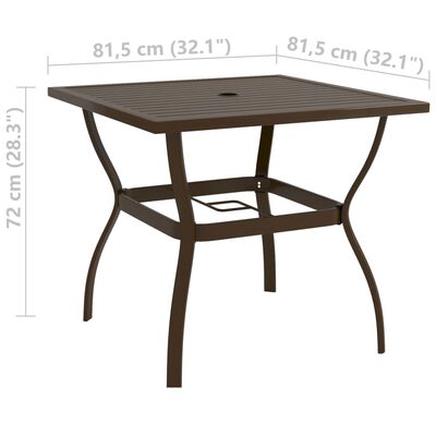 vidaXL ガーデンテーブル 81.5x81.5x72cm ブラウン スチール製