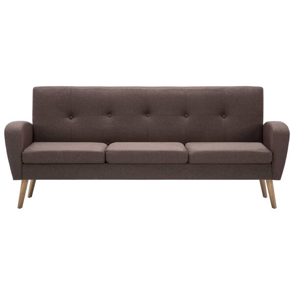 vidaXL 3人掛けソファ 布製 ブラウン