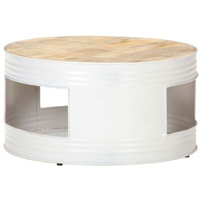 vidaXL コーヒーテーブル ホワイト 68x68x36cm マンゴー無垢材