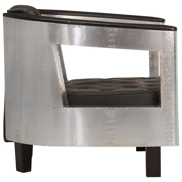 vidaXL アビエイターアームチェア ブラック 本革