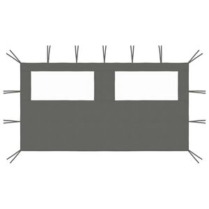 vidaXL ガゼボサイドウォール 2点 窓付き 2x2.1m アントラシート 70g/m&sup2;