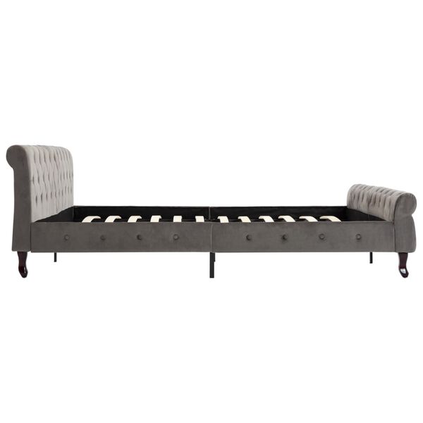 vidaXL ベッドフレーム グレー ベルベット製 200x200cm